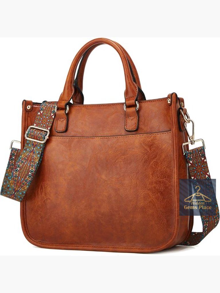 Women's Pu Leather Tote Shoulder Crossbody Bag Satchel Purse With 6 Pockets For